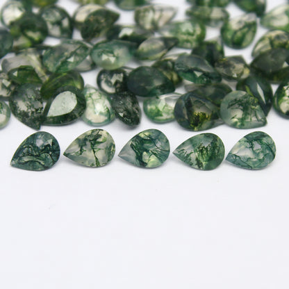 Natural Moss Agate Lot 7x5 MM Pear Shape Faceted Gemstone Lot