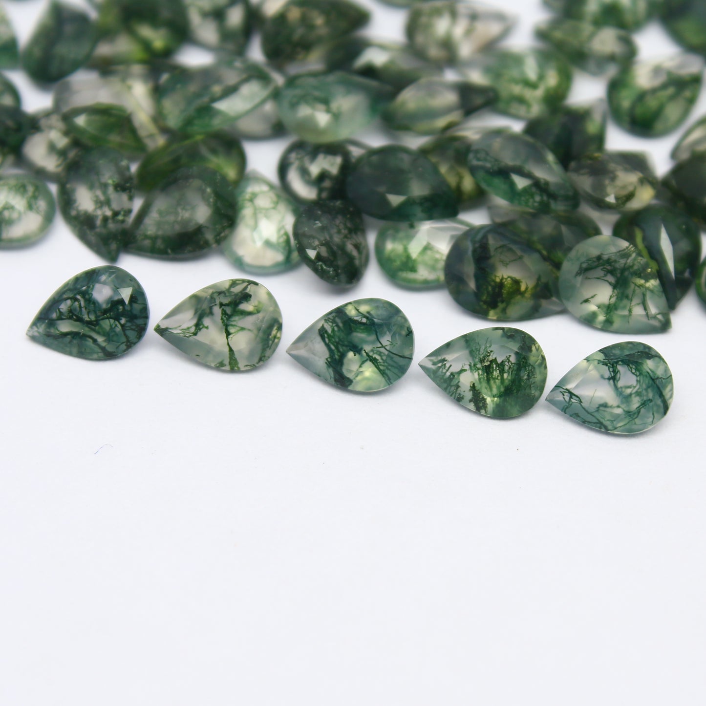Natural Moss Agate Lot 7x5 MM Pear Shape Faceted Gemstone Lot