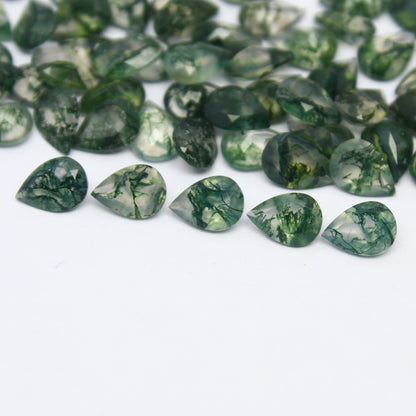 Natural Moss Agate Lot 7x5 MM Pear Shape Faceted Gemstone Lot