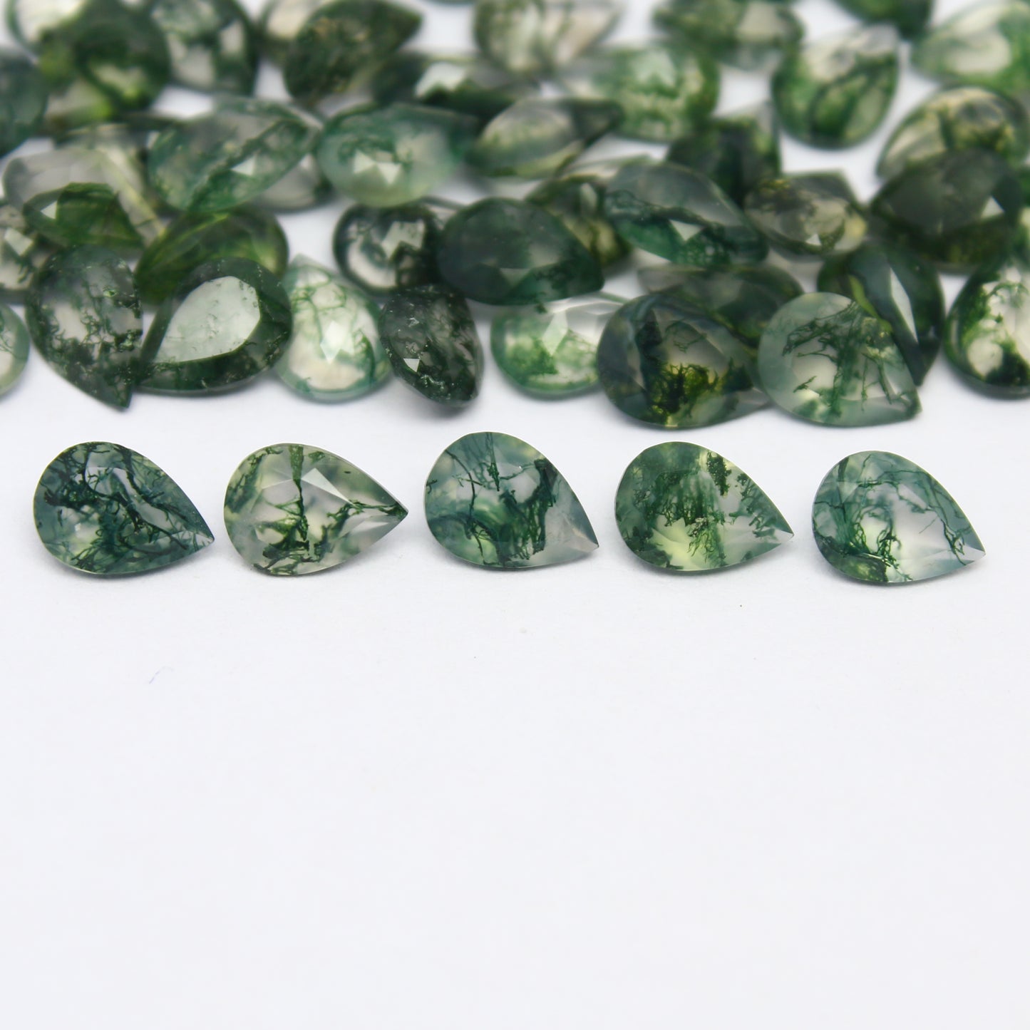 Natural Moss Agate Lot 7x5 MM Pear Shape Faceted Gemstone Lot