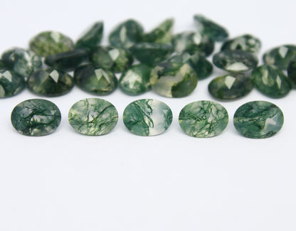 Natural Moss Agate Lot 4x3 to 10x14 MM Oval Shape Faceted Gemstone Lot 