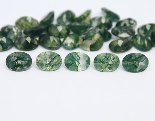 Natural Moss Agate Lot 4x3 to 10x14 MM Oval Shape Faceted Gemstone Lot 