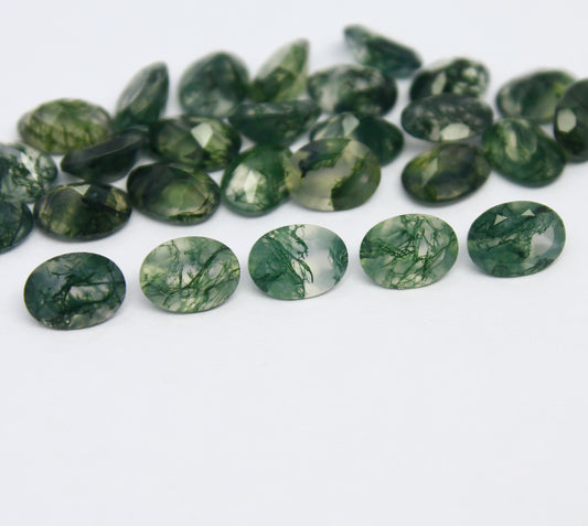 Natural Moss Agate Lot 4x3 to 10x14 MM Oval Shape Faceted Gemstone Lot 