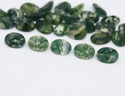 Natural Moss Agate Lot 4x3 to 10x14 MM Oval Shape Faceted Gemstone Lot 
