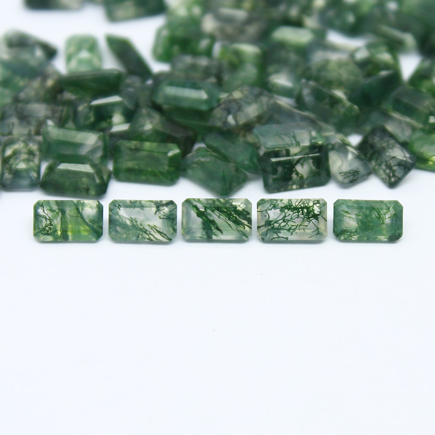 Natural Moss Agate Lot 4x3 to 10x14 MM Octagon Shape Faceted Gemstone Lot