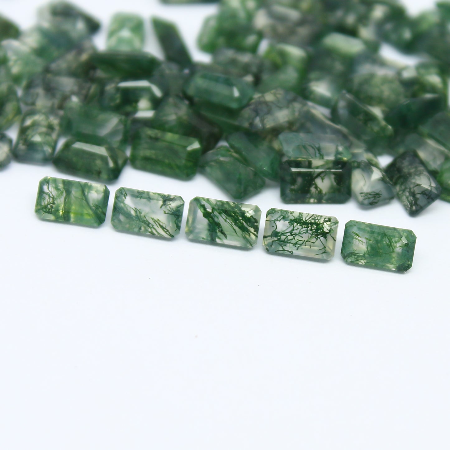 Natural Moss Agate Lot 4x3 to 10x14 MM Octagon Shape Faceted Gemstone Lot