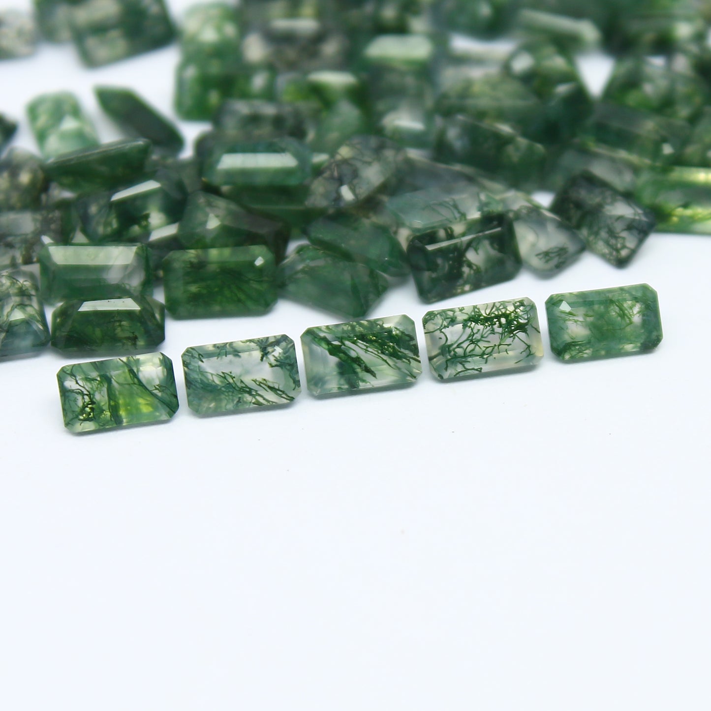 Natural Moss Agate Lot 4x3 to 10x14 MM Octagon Shape Faceted Gemstone Lot