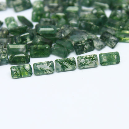 Natural Moss Agate Lot 4x3 to 10x14 MM Octagon Shape Faceted Gemstone Lot