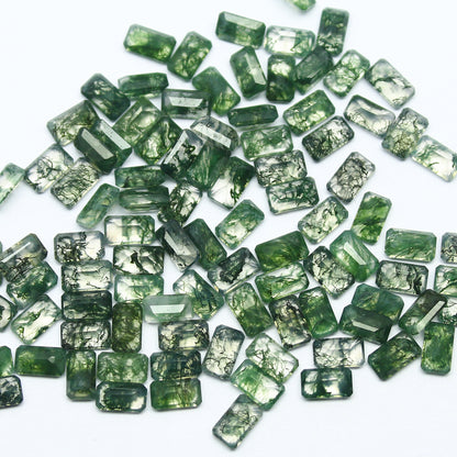 Natural Moss Agate Lot 4x3 to 10x14 MM Octagon Shape Faceted Gemstone Lot