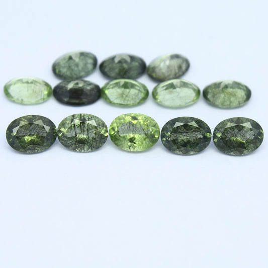 Natural Ludwigite Needles in Peridot Lot 6x4 to 10x7 MM Oval Shape Faceted Rutile Peridot Gemstone Lot