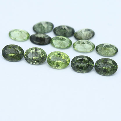 Natural Ludwigite Needles in Peridot Lot 6x4 to 10x7 MM Oval Shape Faceted Rutile Peridot Gemstone Lot