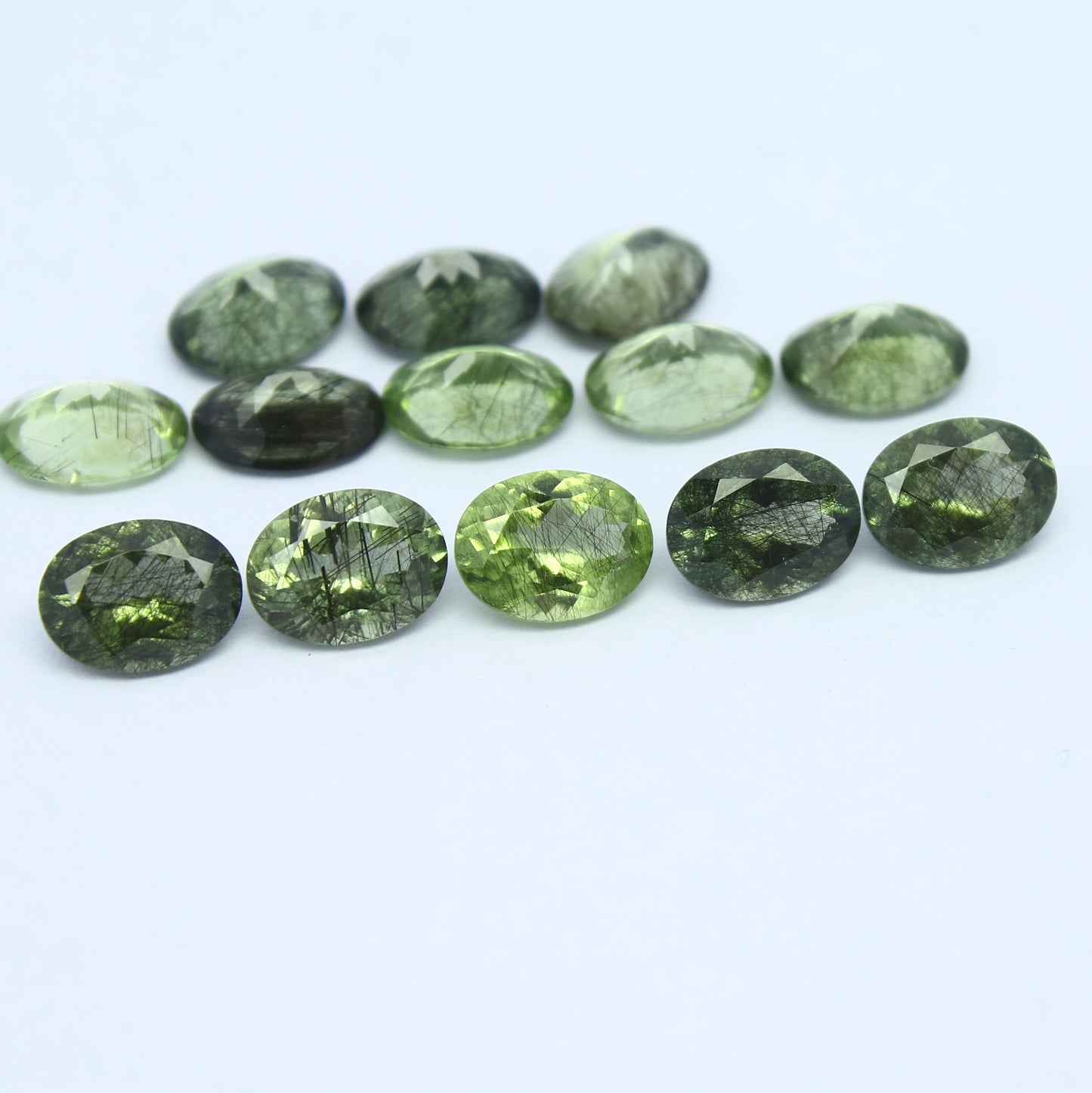 Natural Ludwigite Needles in Peridot Lot 6x4 to 10x7 MM Oval Shape Faceted Rutile Peridot Gemstone Lot