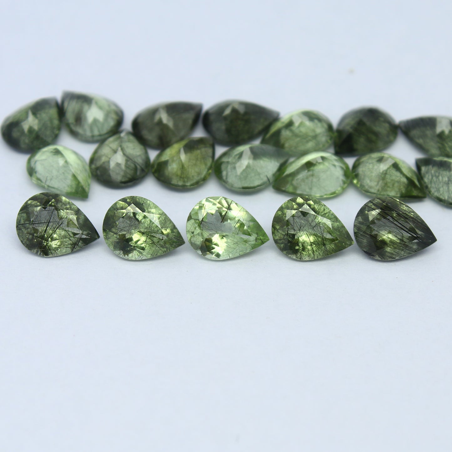 Natural Ludwigite Needles in Peridot Lot 7x5 to 10x7 MM Pear Shape Faceted Rutile Peridot Gemstone Lot
