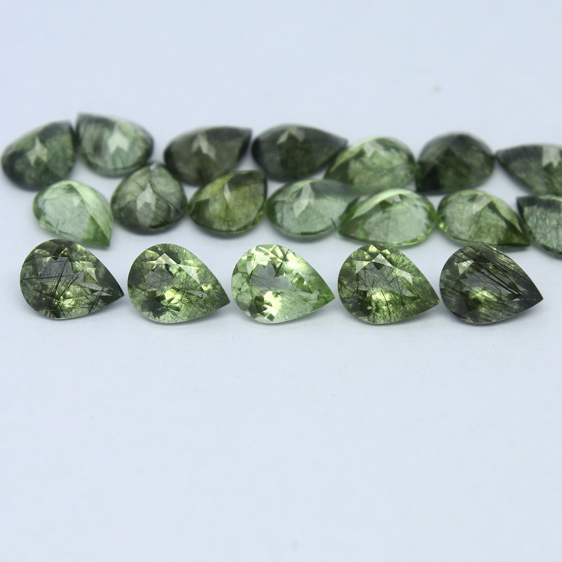 Natural Ludwigite Needles in Peridot Lot 7x5 to 10x7 MM Pear Shape Faceted Rutile Peridot Gemstone Lot