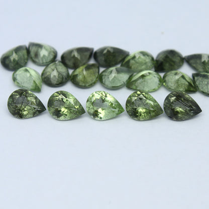 Natural Ludwigite Needles in Peridot Lot 7x5 to 10x7 MM Pear Shape Faceted Rutile Peridot Gemstone Lot