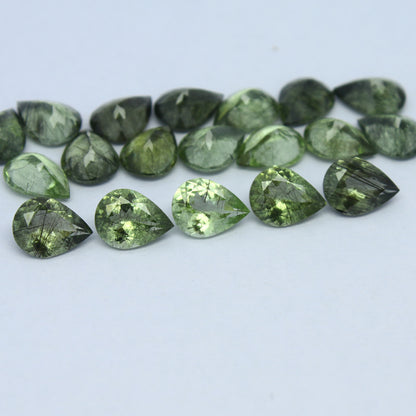 Natural Ludwigite Needles in Peridot Lot 7x5 to 10x7 MM Pear Shape Faceted Rutile Peridot Gemstone Lot