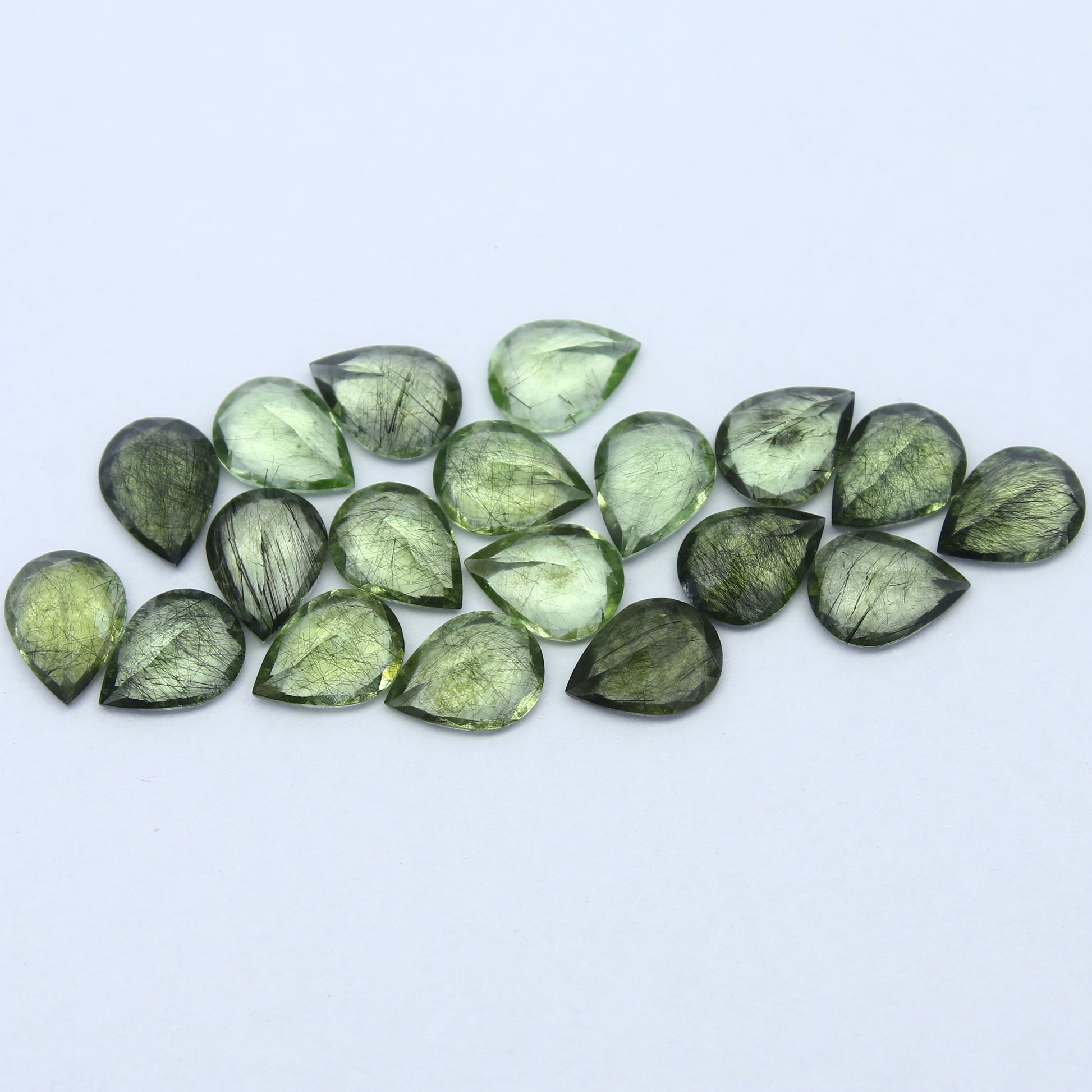 Natural Ludwigite Needles in Peridot Lot 7x5 to 10x7 MM Pear Shape Faceted Rutile Peridot Gemstone Lot