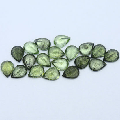 Natural Ludwigite Needles in Peridot Lot 7x5 to 10x7 MM Pear Shape Faceted Rutile Peridot Gemstone Lot