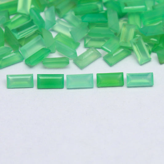 Natural Chrysoprase Lot 4x2 MM Baguette Shape Faceted Gemstone Lot