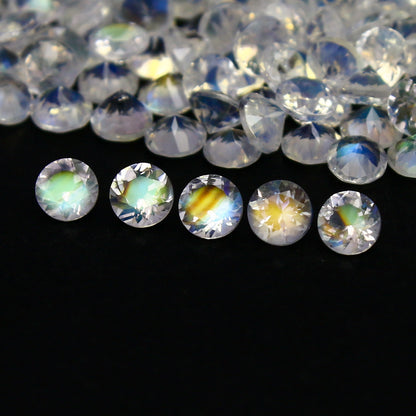 Natural Multi Fire Rainbow Moonstone Lot 3x3 MM Round Shape Faceted Gemstone Lot