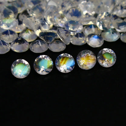 Natural Multi Fire Rainbow Moonstone Lot 3x3 MM Round Shape Faceted Gemstone Lot