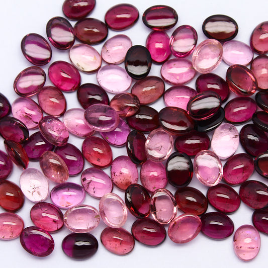 Natural Pink Tourmaline Lot 8x6 MM Oval Shape Cabochon Gemstone Lot