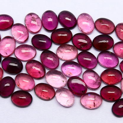 Natural Pink Tourmaline Lot 8x6 MM Oval Shape Cabochon Gemstone Lot