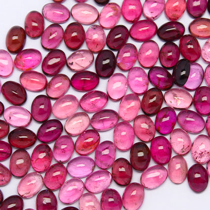 Natural Pink Tourmaline Lot 7x5 MM Oval Shape Cabochon Gemstone Lot