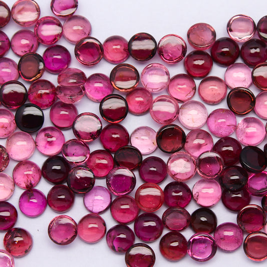 Natural Pink Tourmaline Lot 6x6 MM Round Shape Cabochon Gemstone Lot