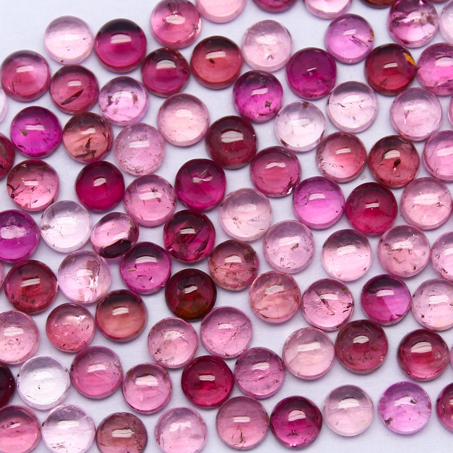 Natural Pink Tourmaline Lot 4x4 MM Round Shape Cabochon Gemstone Lot