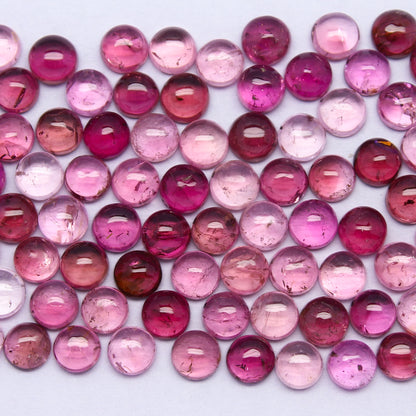 Natural Pink Tourmaline Lot 4x4 MM Round Shape Cabochon Gemstone Lot