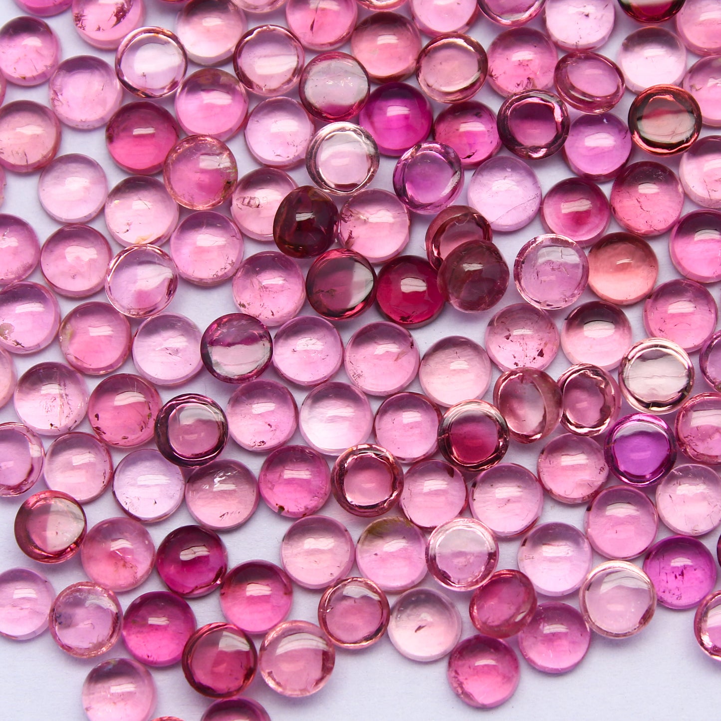 Natural Pink Tourmaline Lot 4x4 MM Round Shape Cabochon Gemstone Lot