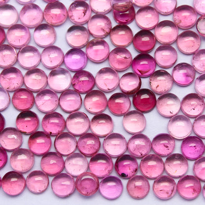 Natural Pink Tourmaline Lot 4x4 MM Round Shape Cabochon Gemstone Lot