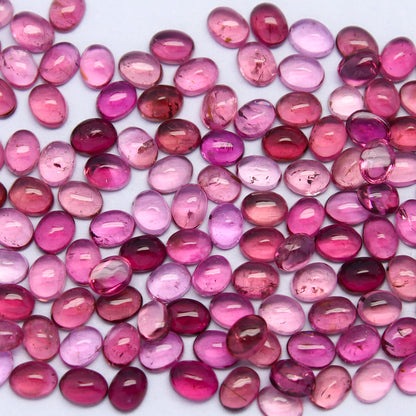 Natural Pink Tourmaline Lot 4x3 MM Oval Shape Cabochon Gemstone Lot