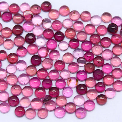 Natural Pink Tourmaline Lot 3x3 MM Round Shape Cabochon Gemstone Lot