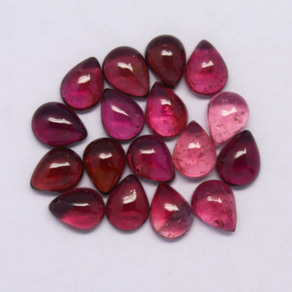 Natural Pink Tourmaline Lot 8x6 MM Pear Shape Cabochon Gemstone Lot