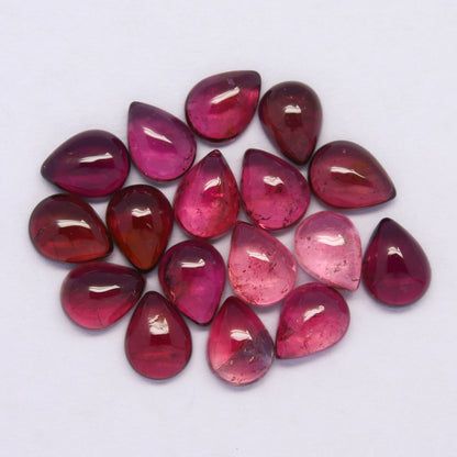 Natural Pink Tourmaline Lot 8x6 MM Pear Shape Cabochon Gemstone Lot