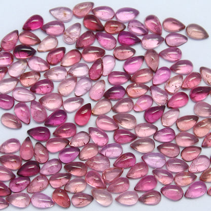 Natural Pink Tourmaline Lot 5x3 MM Pear Shape Cabochon Gemstone Lot