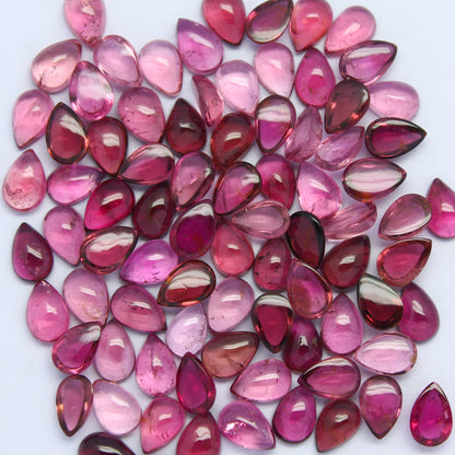 Natural Pink Tourmaline Lot 6x4 MM Pear Shape Cabochon Gemstone Lot