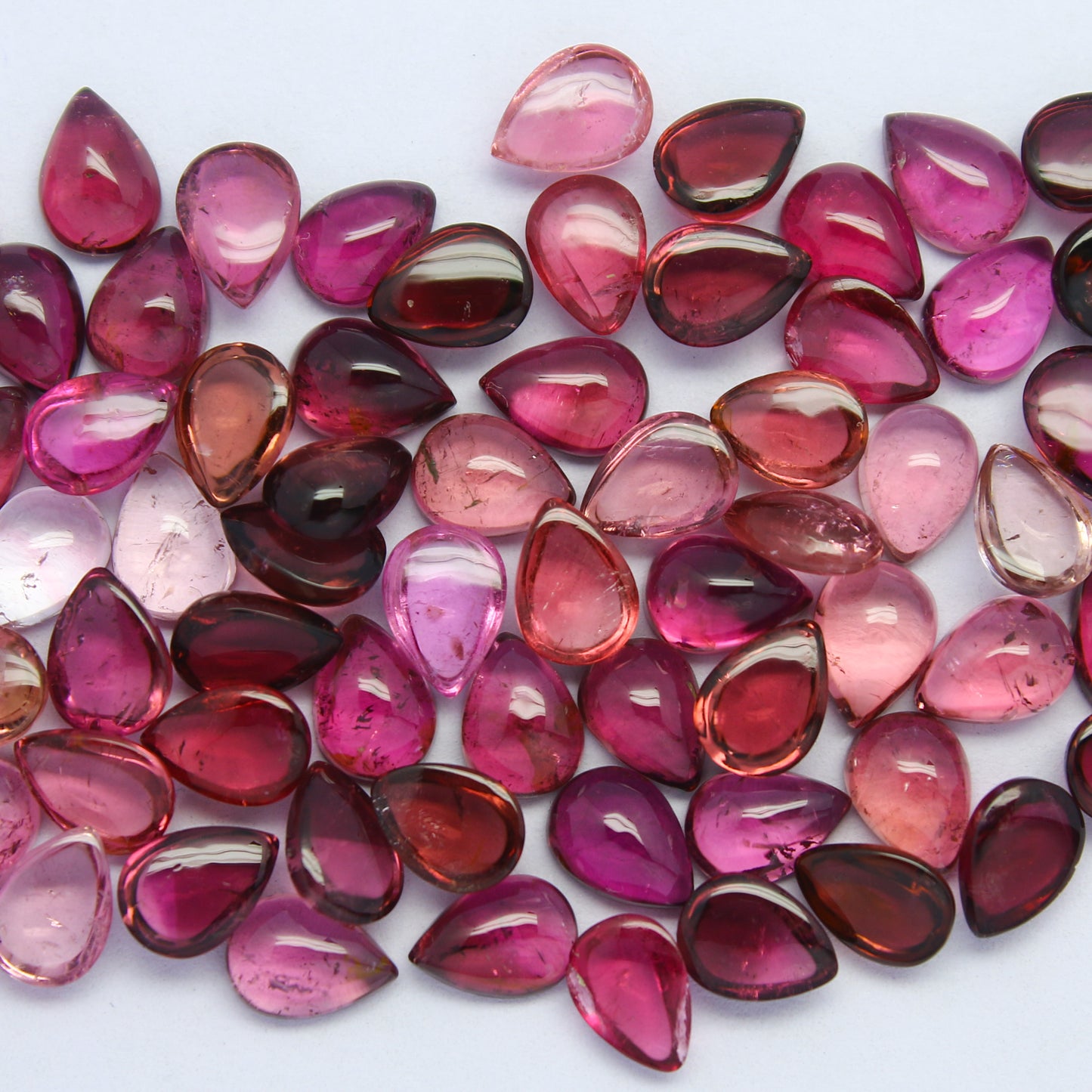 Natural Pink Tourmaline Lot 7x5 MM Pear Shape Cabochon Gemstone Lot