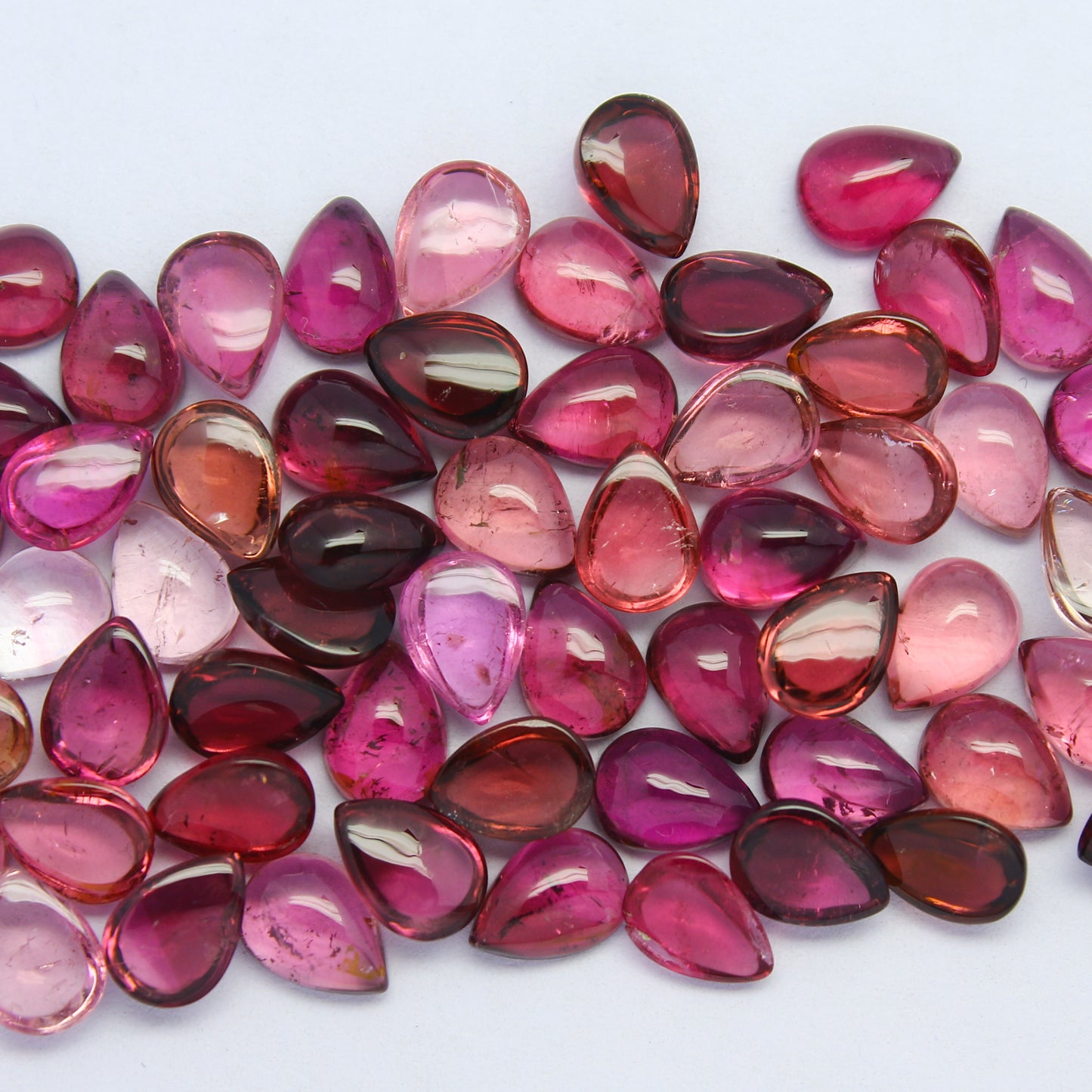 Natural Pink Tourmaline Lot 7x5 MM Pear Shape Cabochon Gemstone Lot