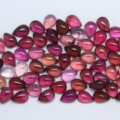 Natural Pink Tourmaline Lot 7x5 MM Pear Shape Cabochon Gemstone Lot