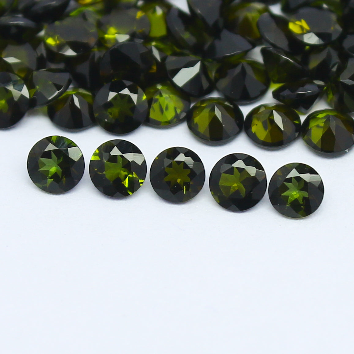 Natural Green Tourmaline Lot 3x3 MM Round Shape Faceted Gemstone Lot
