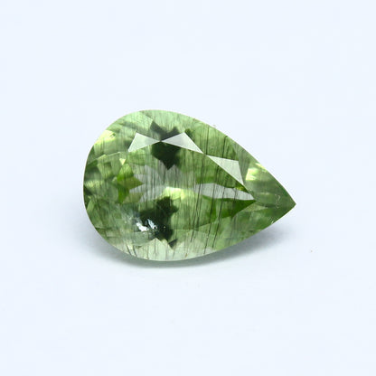 Natural Ludwigite Needles in Peridot 2.07 Carat 10x7 MM Pear Shape Faceted Rutile Peridot Gemstone
