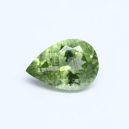 Natural Ludwigite Needles in Peridot 2.07 Carat 10x7 MM Pear Shape Faceted Rutile Peridot Gemstone
