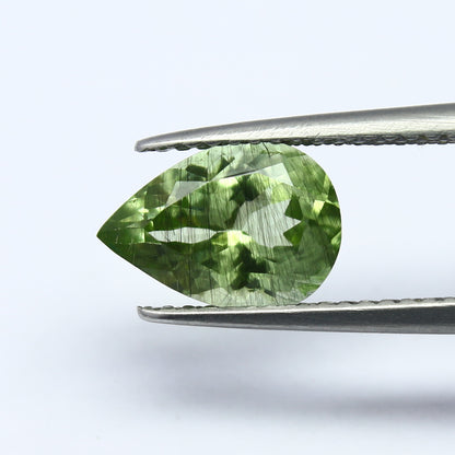 Natural Ludwigite Needles in Peridot 2.07 Carat 10x7 MM Pear Shape Faceted Rutile Peridot Gemstone