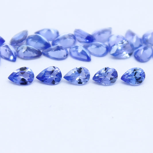 Natural Blue Tanzanite Lot 3x2 MM Pear Shape Faceted Gemstone Lot Tanzanite gemstone for eternity rings melee for gemstone projects