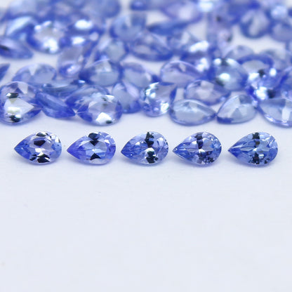 Natural Blue Tanzanite Lot 3x2 MM Pear Shape Faceted Gemstone Lot Tanzanite gemstone for eternity rings melee for gemstone projects