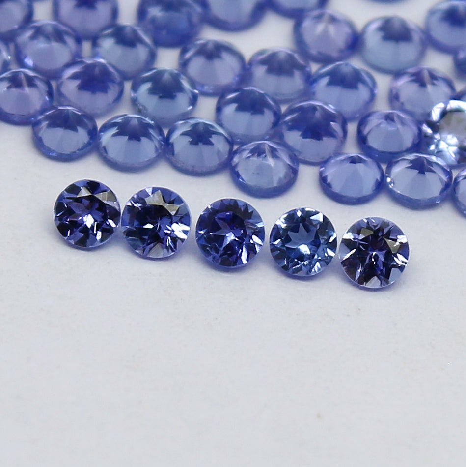 Natural Blue Tanzanite Lot 2x2 MM Round Shape Faceted Gemstone Lot Tanzanite gemstone for eternity rings melee for gemstone projects