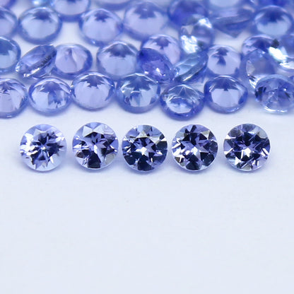 Natural Blue Tanzanite Lot 2x2 MM Round Shape Faceted Gemstone Lot Tanzanite gemstone for eternity rings melee for gemstone projects